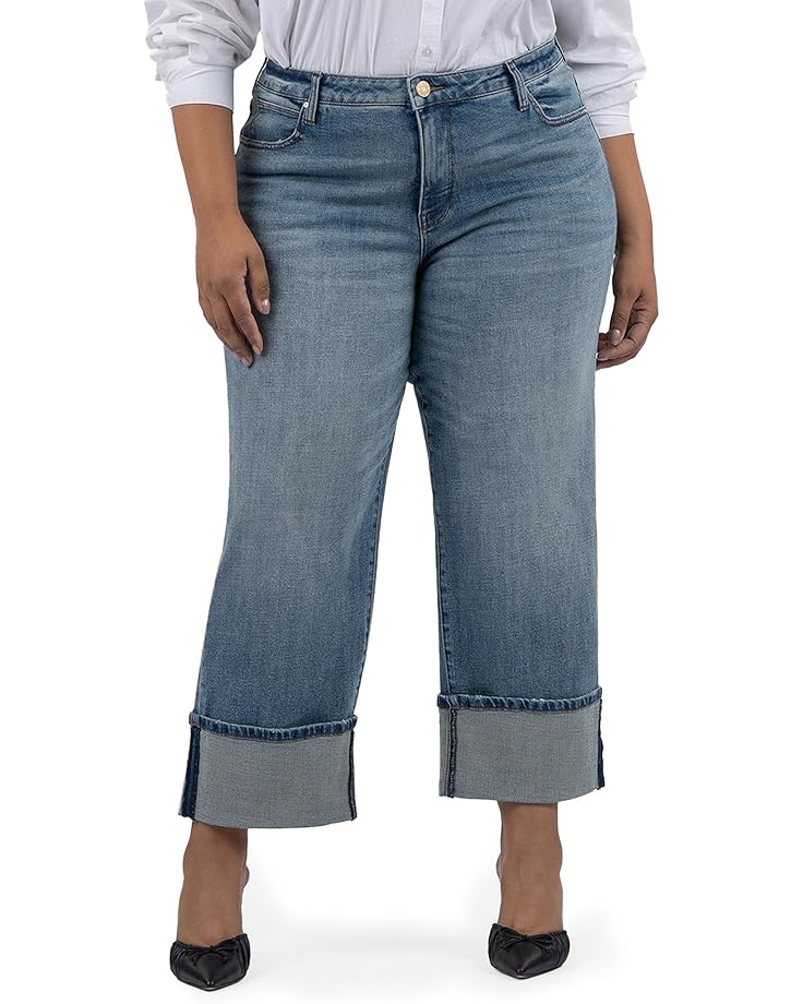 

Джинсы KUT from the Kloth Plus Size Sienna High Rise Wide Leg-Roll Up 5", цвет Cudddle