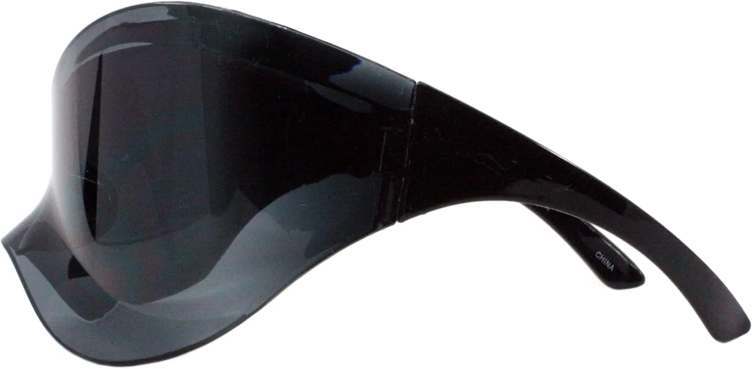 

Солнцезащитные очки PASTL без оправы, увеличенного размера, с оправой в виде бабочки, футуристические солнцезащитные очки-маски, защита от УФ-излучения UV 400, Black