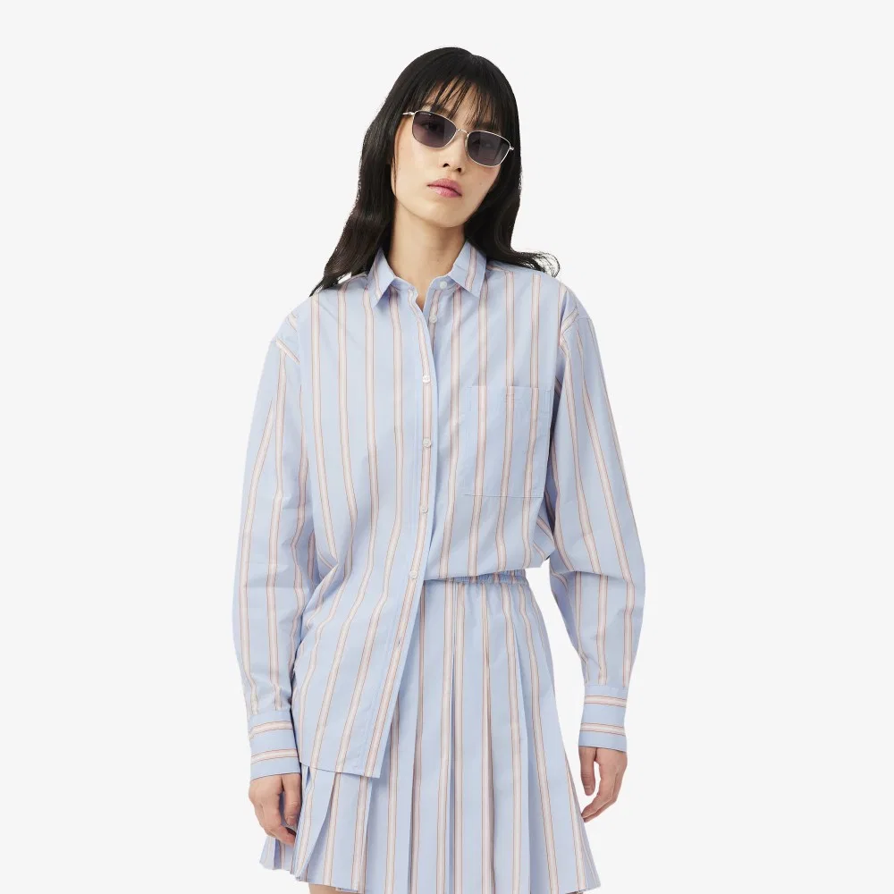 Рубашка Lacoste Классическая Оверсайз, Поплин, Голубая
