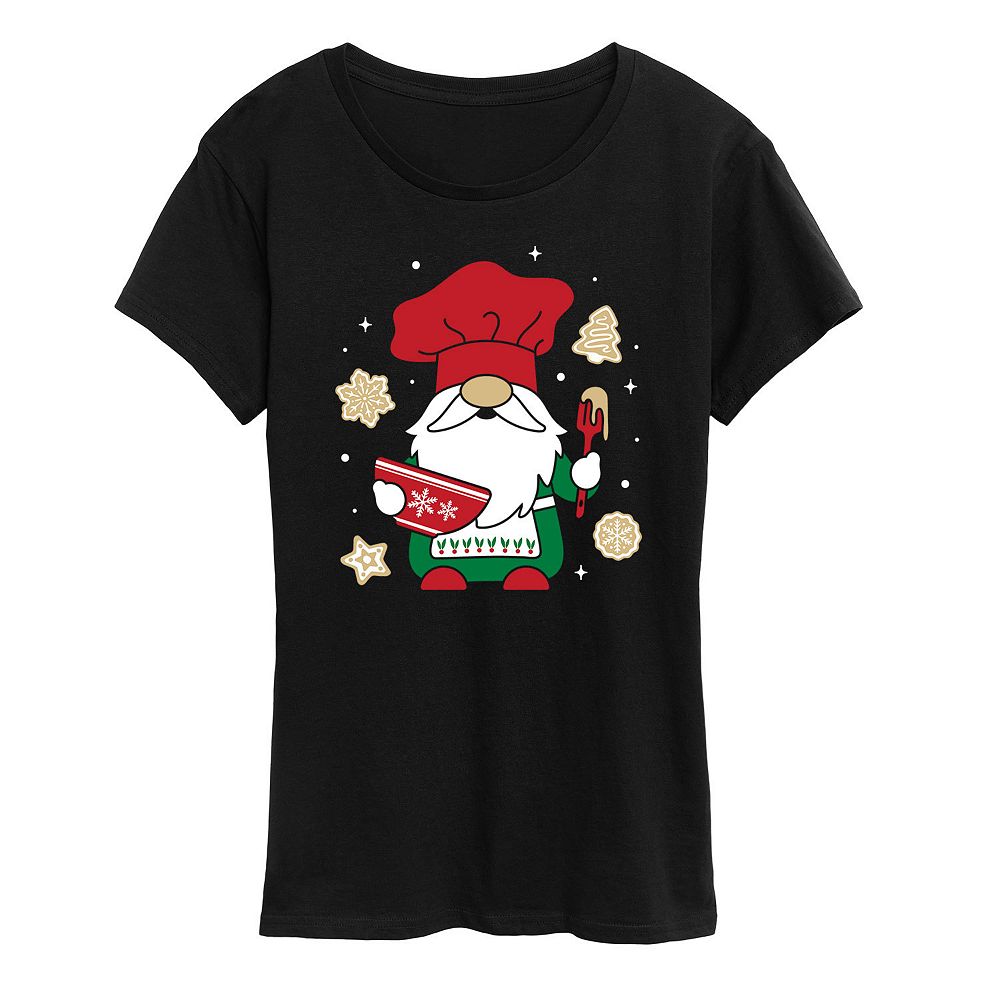 

Женская футболка с рисунком Christmas Baking Gnome Licensed Character, черный