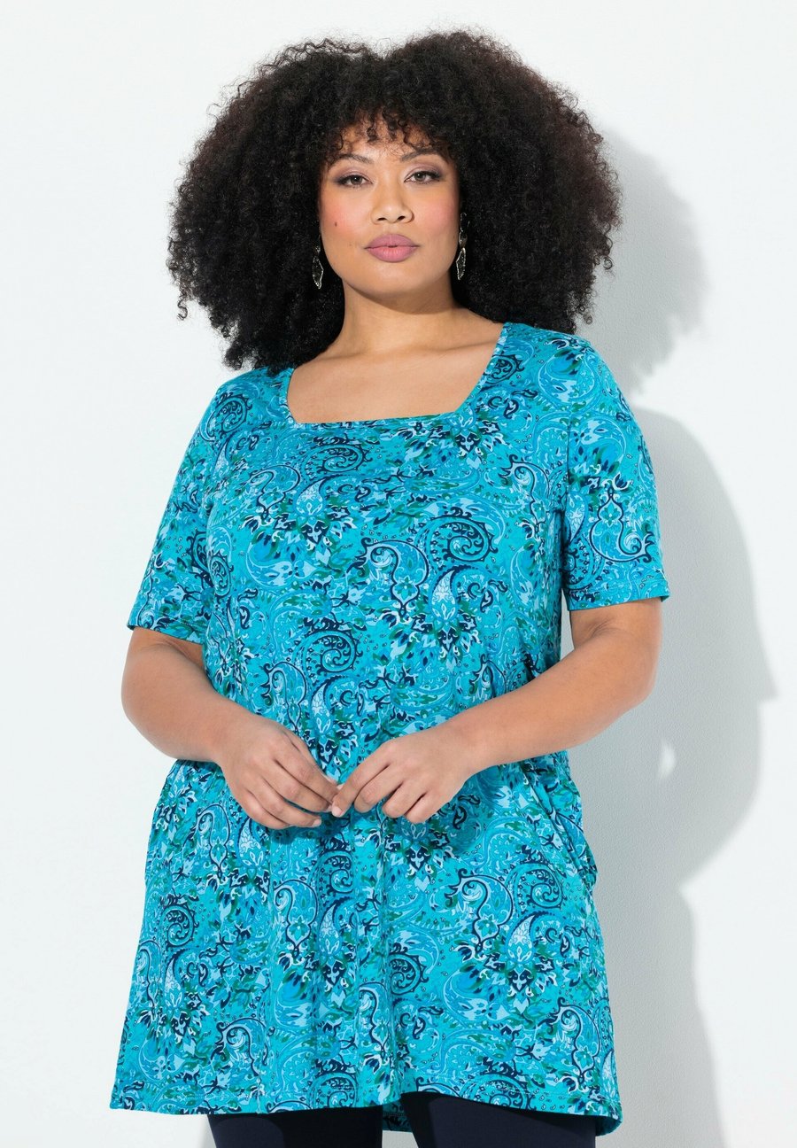 

Футболка Ulla Popken PAISLEY PRINT EMPIRE , Deep Aqua/Blue, Синий, Футболка Ulla Popken PAISLEY PRINT EMPIRE , Deep Aqua/Blue