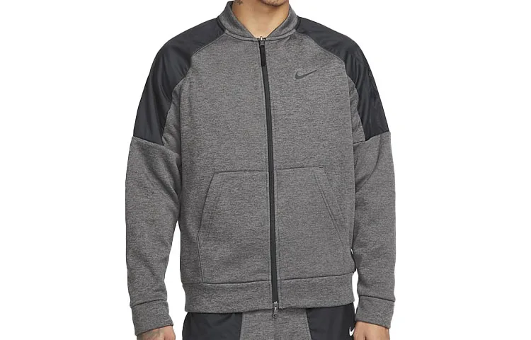 Nike Куртка мужская серая со стойкой, умеренно прямого кроя