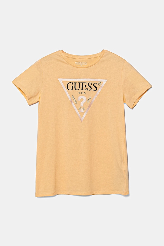 

Детская хлопковая футболка Guess, оранжевый