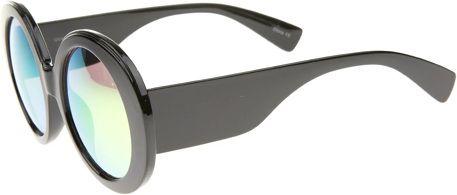 

Женские солнцезащитные очки zeroUV высокой моды, массивные, с цветными зеркальными линзами, круглые, увеличенного размера, 50 мм, Black / Pink-green Mirror