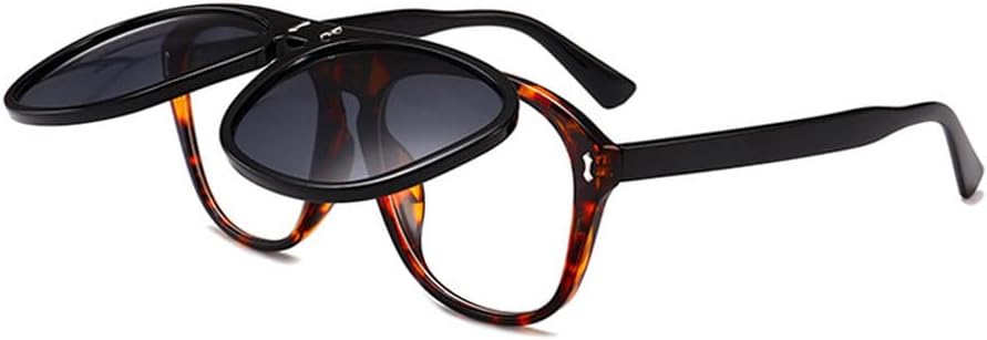 

Большие солнцезащитные очки для женщин, стильные откидные очки серого цвета, мужские двойные очки-маски унисекс, очки с защитой от УФ-излучения UV400 TKKTLLT, Black-leopard