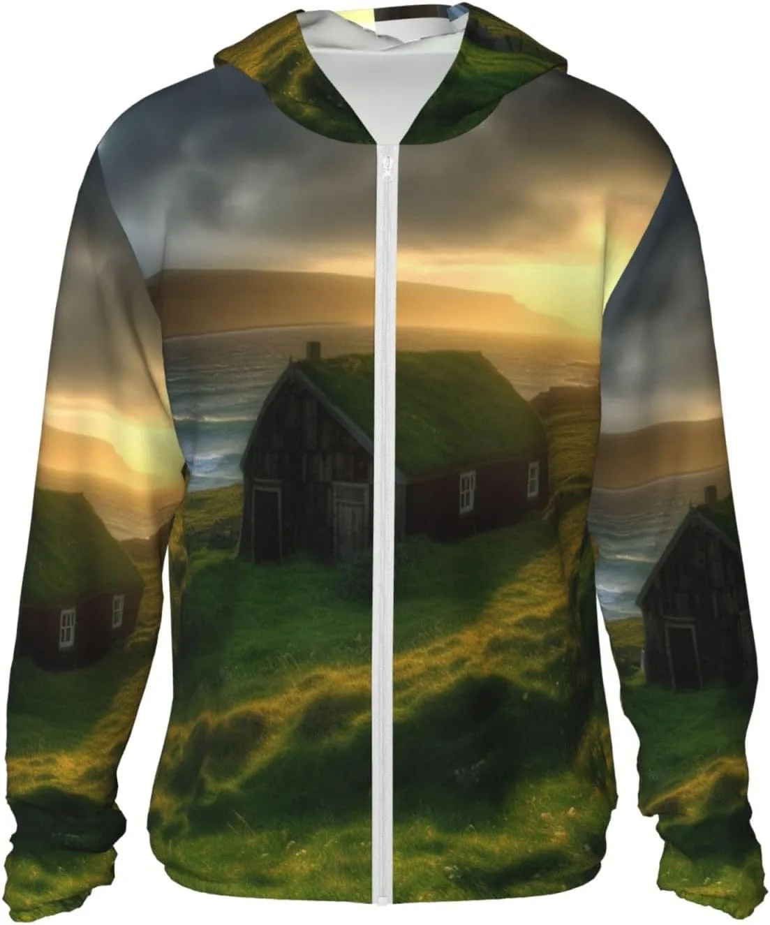 

Толстовка с капюшоном Iceland Hut для защиты от солнца, Full Zip, UPF 50+, с карманом HJBNW