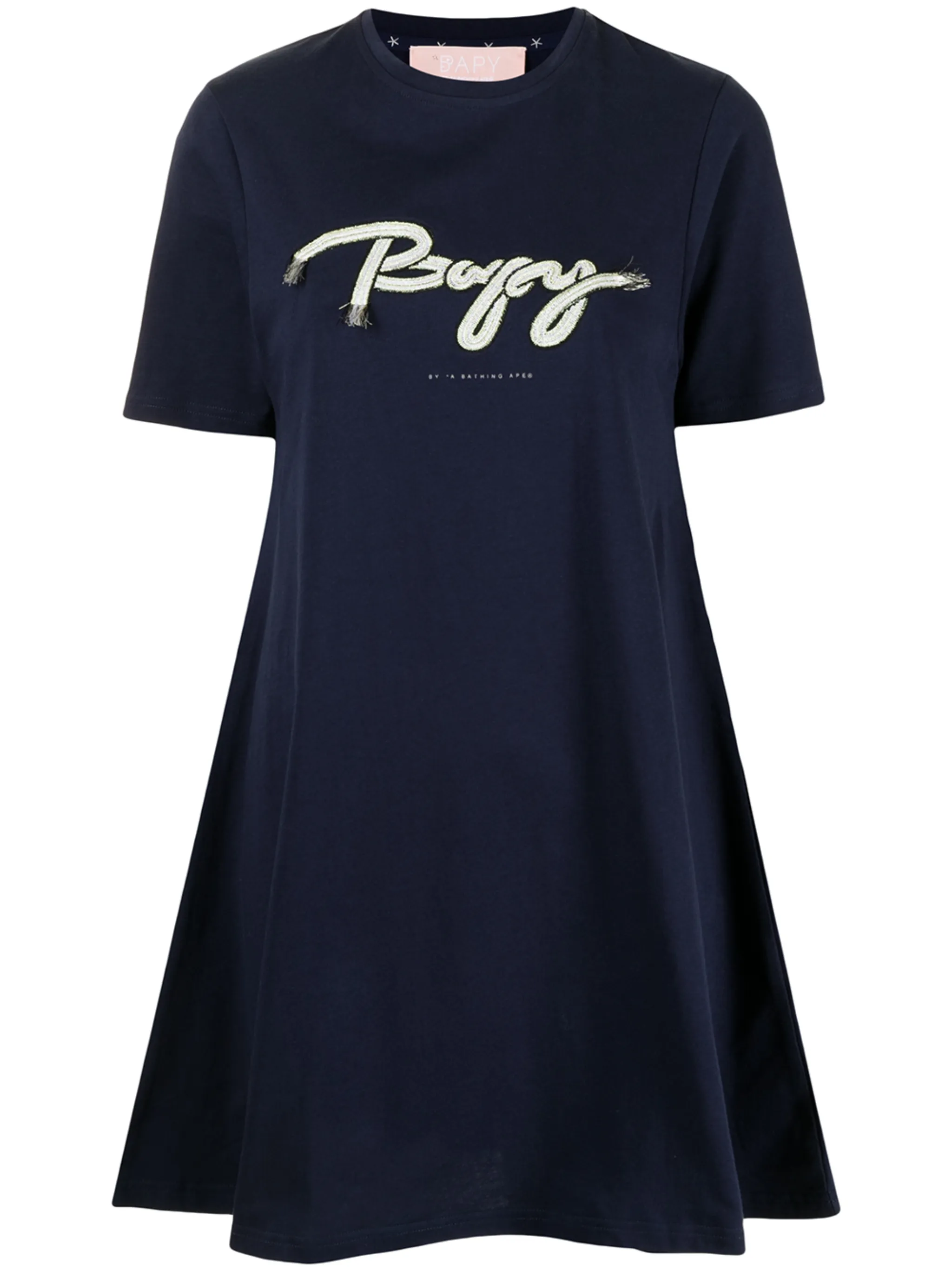 

Платье-футболка с вышитым логотипом Bapy By A Bathing Ape, синий