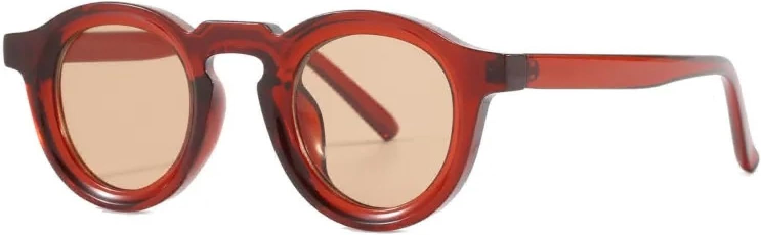 

Круглые солнцезащитные очки для женщин и мужчин в стиле панк, ретро, ​​модные солнцезащитные очки с прозрачными линзами и защитой от УФ-излучения (женские) SZVVBKK, Tea