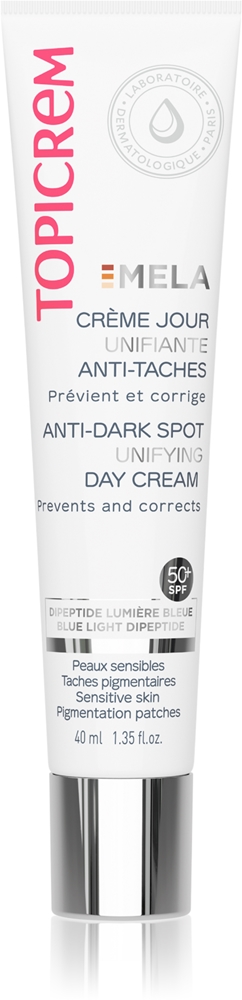 

Корректирующий дневной крем Mela для осветления темных пятен Topicrem, spf 50+ 40 мл