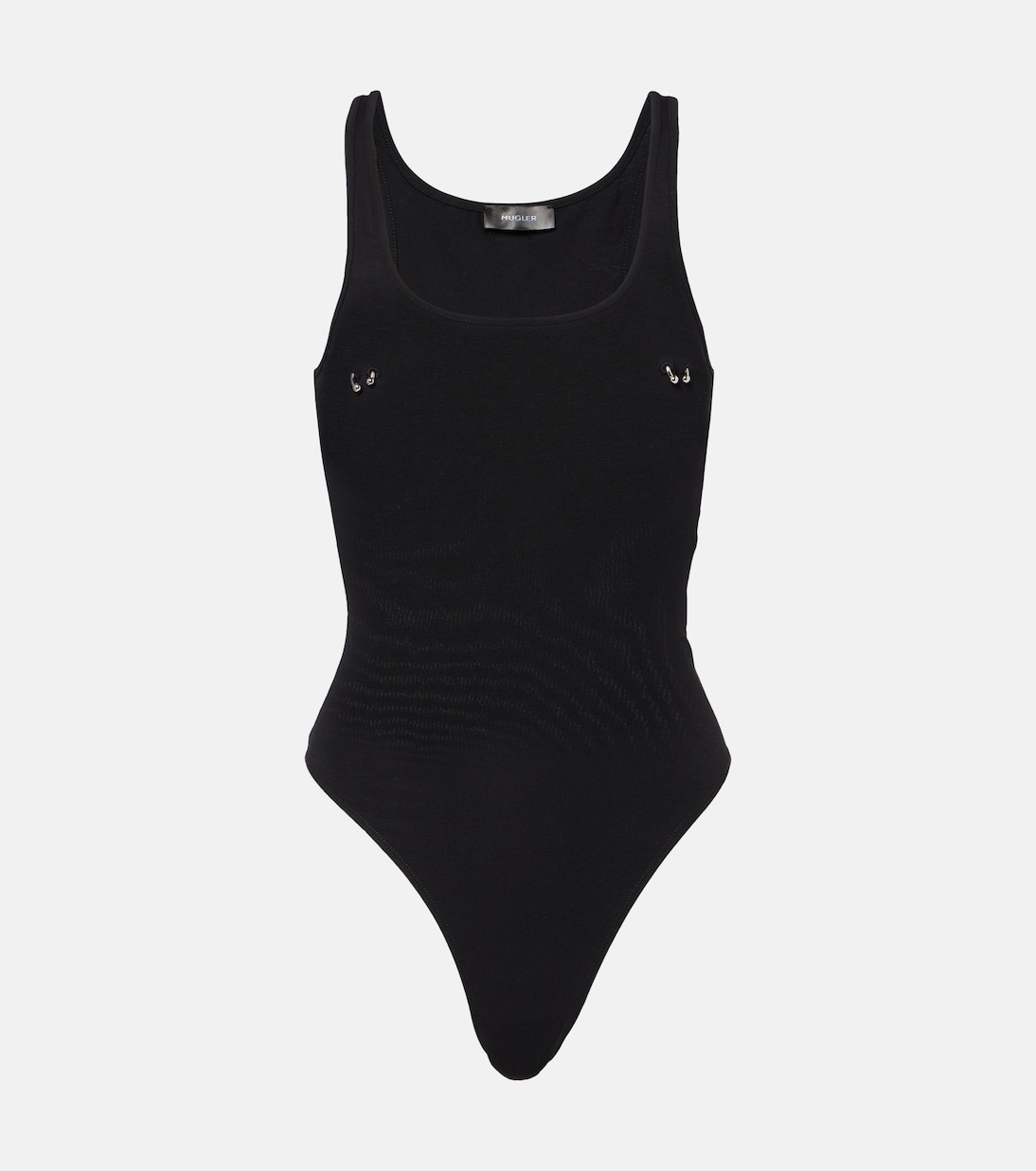 

Пирсингованный хлопковый боди Mugler, черный