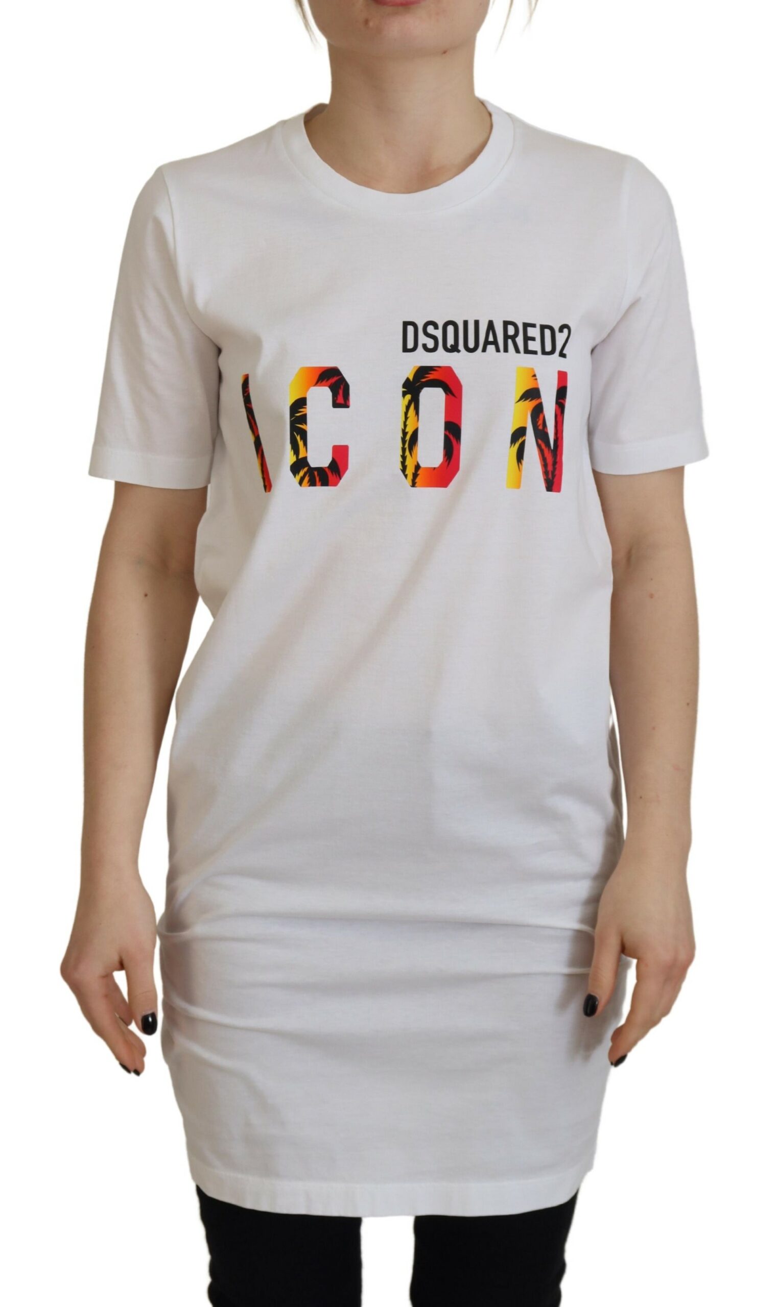 Белая хлопковая футболка с круглым вырезом и принтом логотипа Icon Dsquared2
