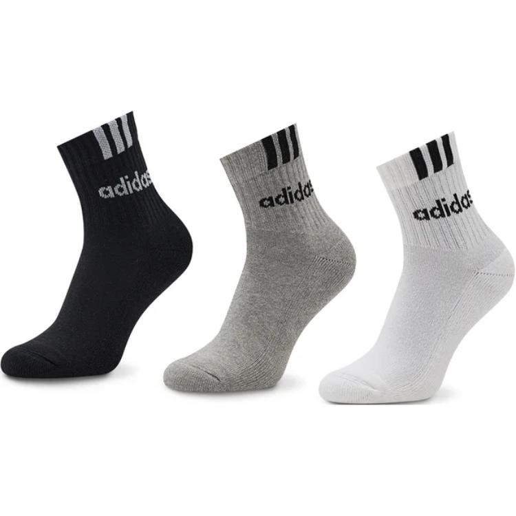Носки унисекс Adidas, 3 pack (medium heather серый+белый+черный) — фото 3