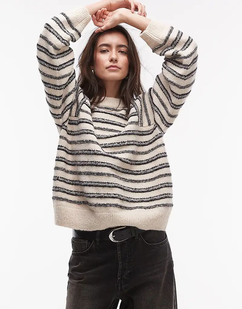

Джемпер с полосками, связанный спереди, моно Topshop