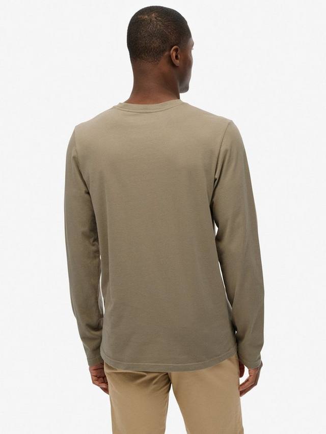 Классическая хлопковая футболка с длинными рукавами Regular Fit Superdry, Vintage Khaki — фото 2