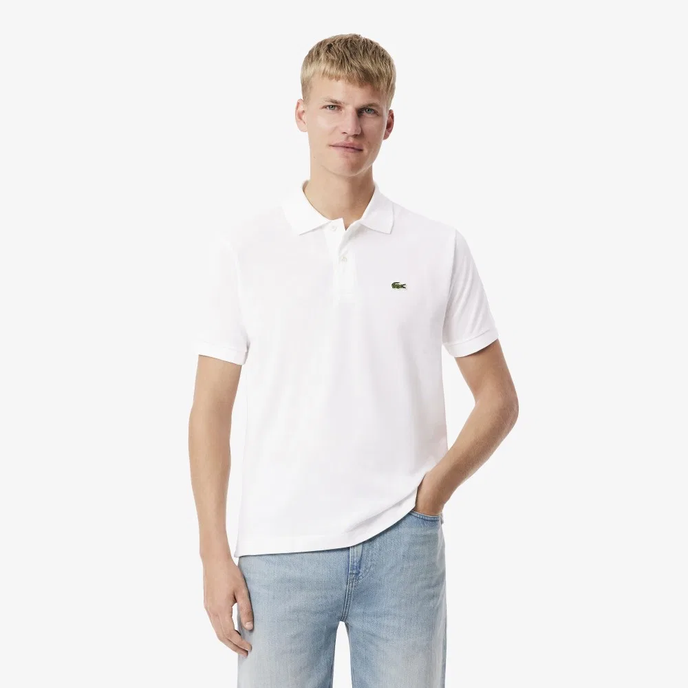 Футболка-поло Lacoste Мужская Классическая с коротким рукавом, 100% хлопок, белый