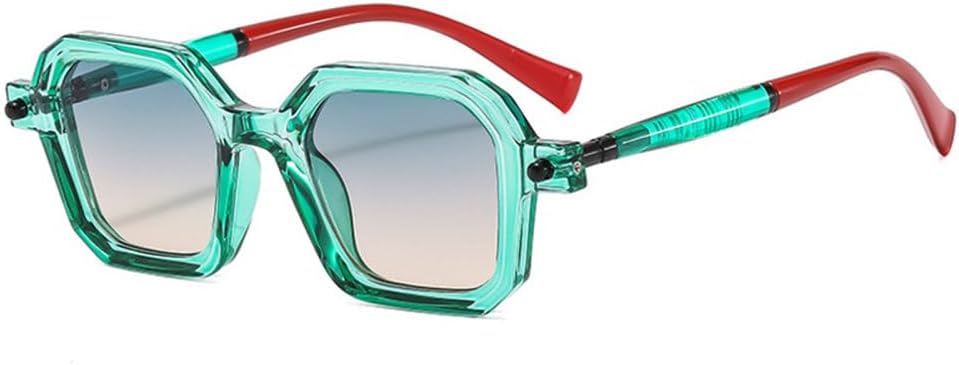 

Ретро двухцветные женские солнцезащитные очки с градиентным переходом цвета, защита от УФ-излучения UV400, мужские очки с заклепками и прозрачной оправой TYUVIVO, Green Green Tea