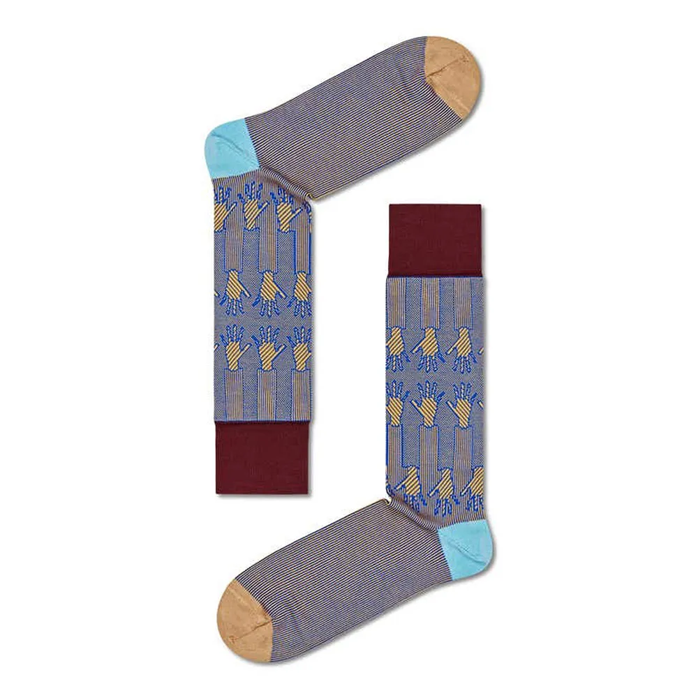 

Носки Happy Dressed Hands Up Design Blue and Yellow long, серый