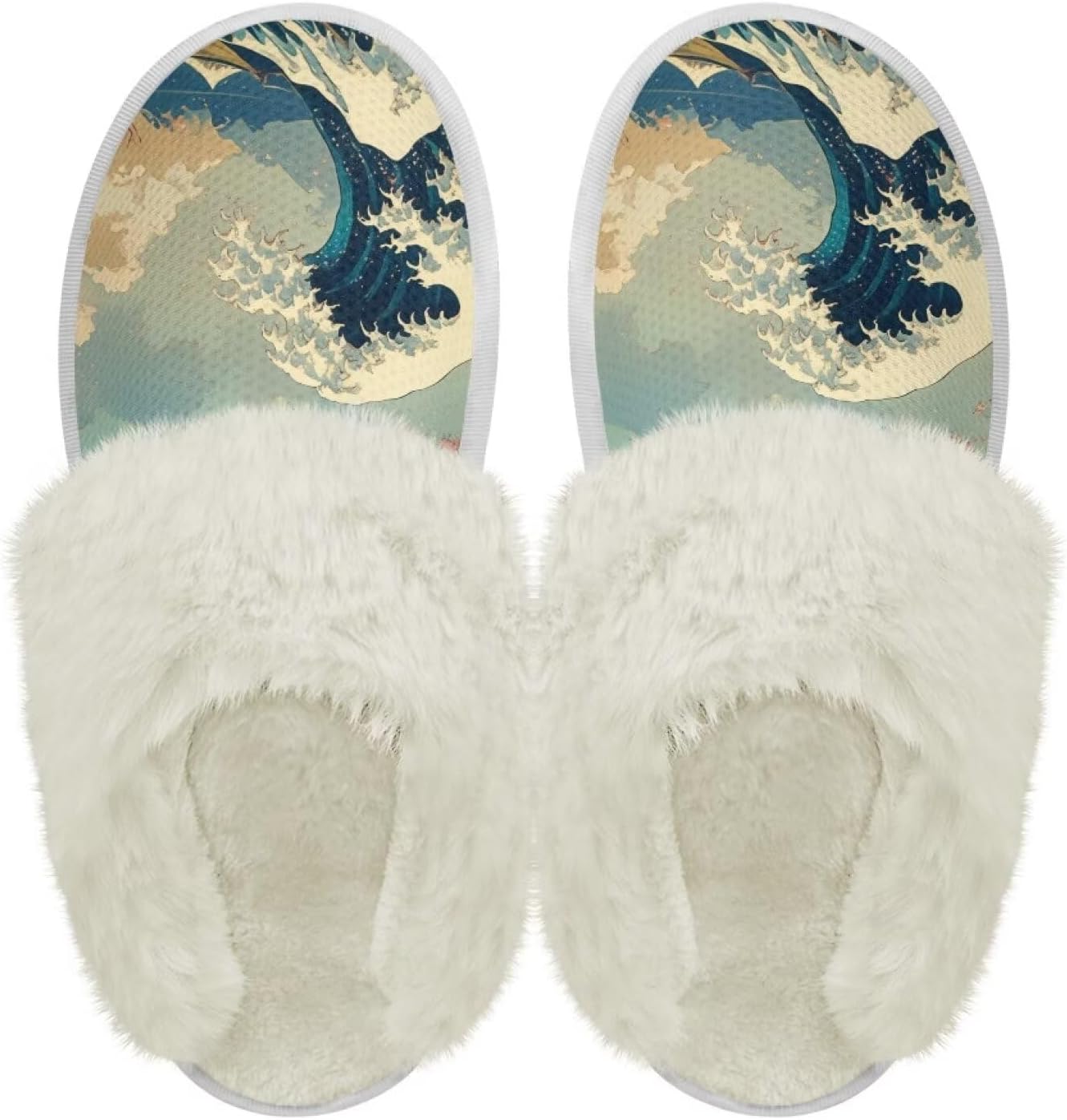 

Хлопковые тапочки с пушистыми краями, домашние тапочки для дома и улицы, хлопковые тапочки унисекс Pjheqoxe, Ukiyoe