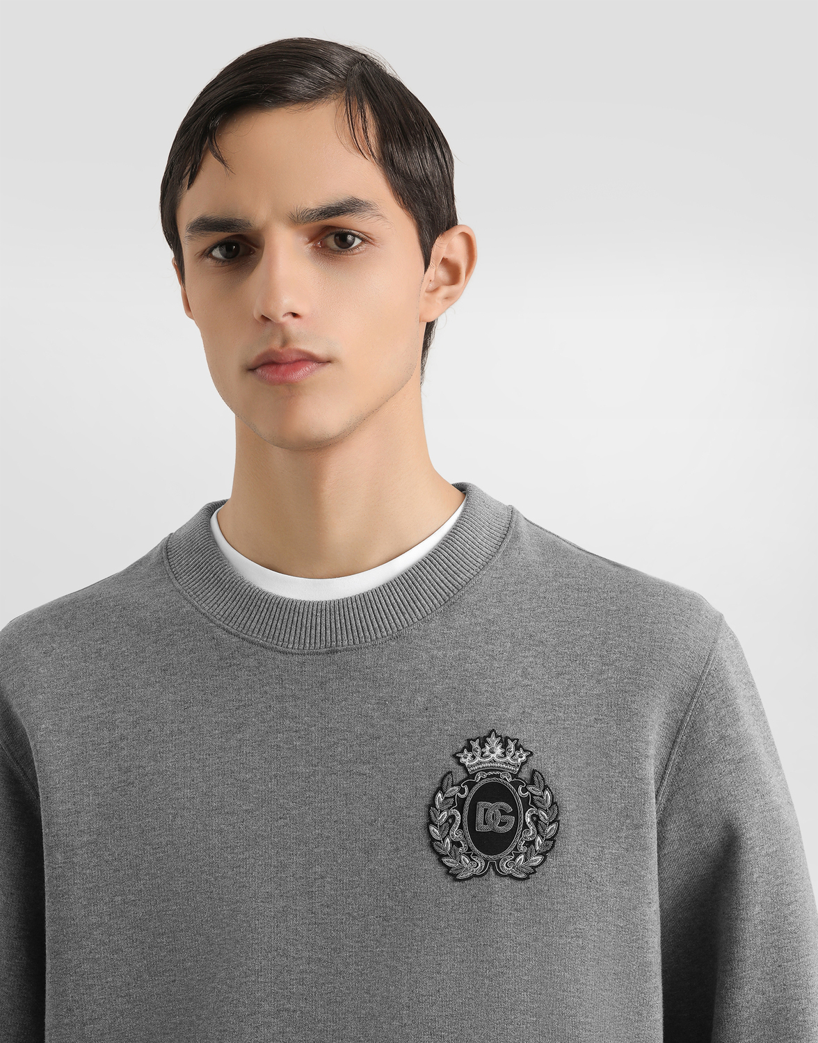 Свитшот Dolce & Gabbana With Heraldic Patch, серый — фото 4