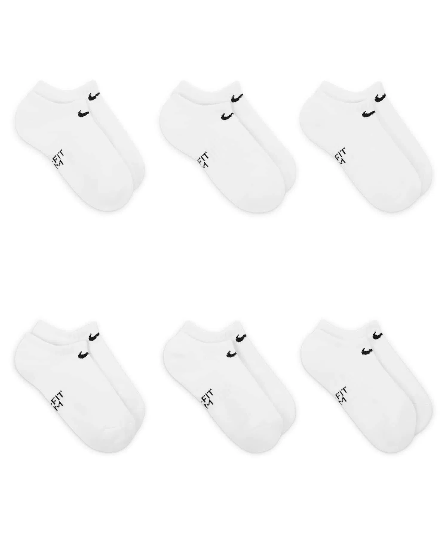 Детские тренировочные носки Nike Performance Cushioned No-Show (6 пар) SX6911-100, белые — фото 4