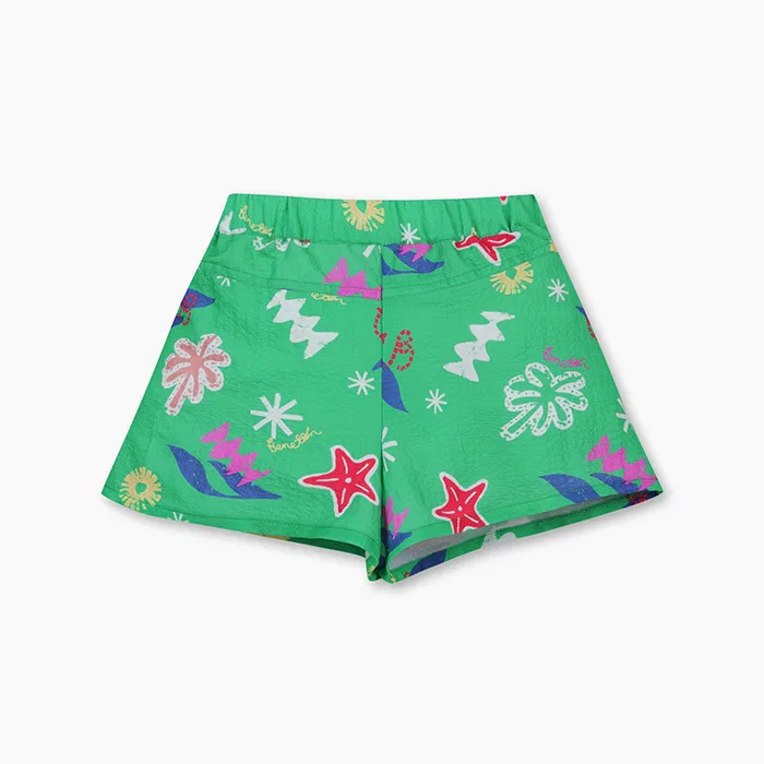 Детские зелёные кюлоты с тропическим принтом от Benetton Kids — фото 2