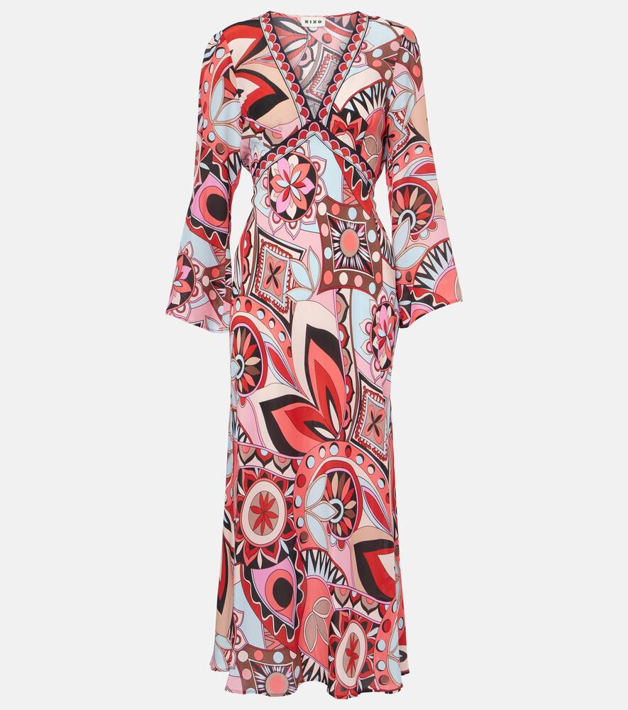 

Шелковое макси-платье Tania Rixo, 60'S Swirl Red