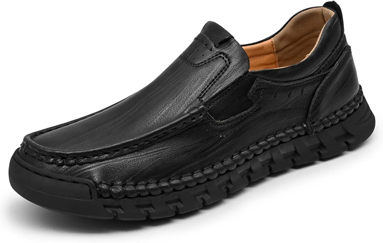 Мужские лоферы из натуральной кожи, кожзам, Black