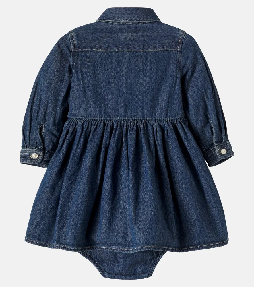Детский джинсовый комплект: платье и панталончики Polo Ralph Lauren Kids, синий — фото 3