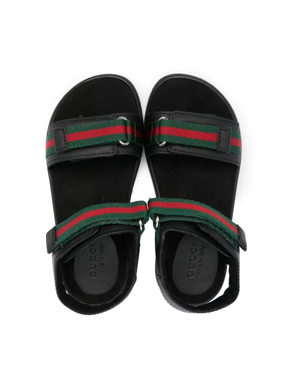 Кожаные сандалии с отделкой Web-Trim Gucci Kids, черный — фото 3