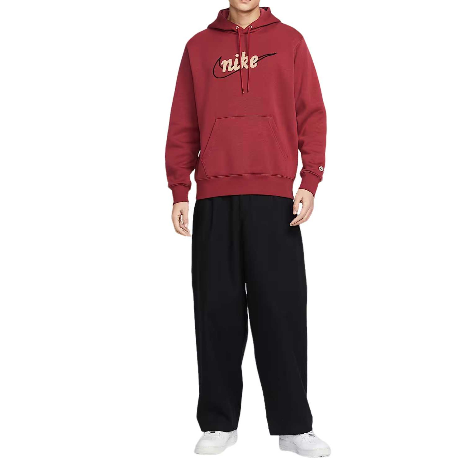 Nike Спортивный клуб Толстовки Мужские Dark Team Red/Dark Team Red/Light Khaki С капюшоном Умеренная Обычная — фото 4