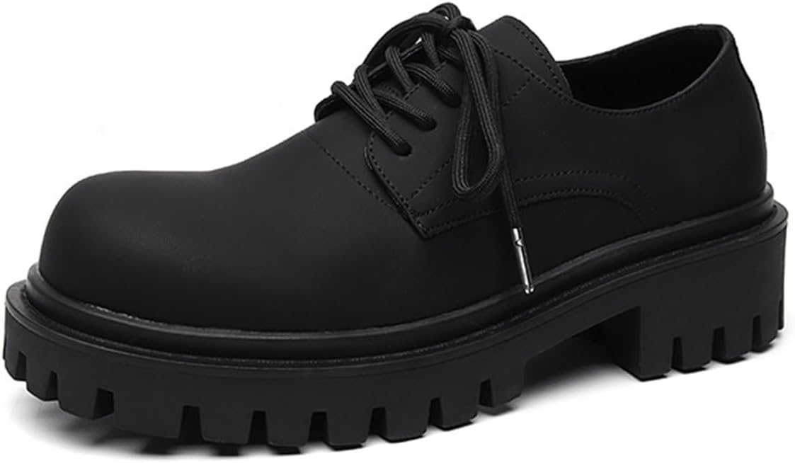 

Мужские повседневные оксфорды со шнуровкой, удобные, с круглым носком, низкие, черные кожаные туфли Generic