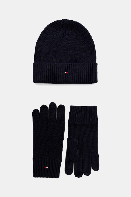 

Комплект из 2 кашемировых шапок и перчаток Tommy Hilfiger, темно-синий