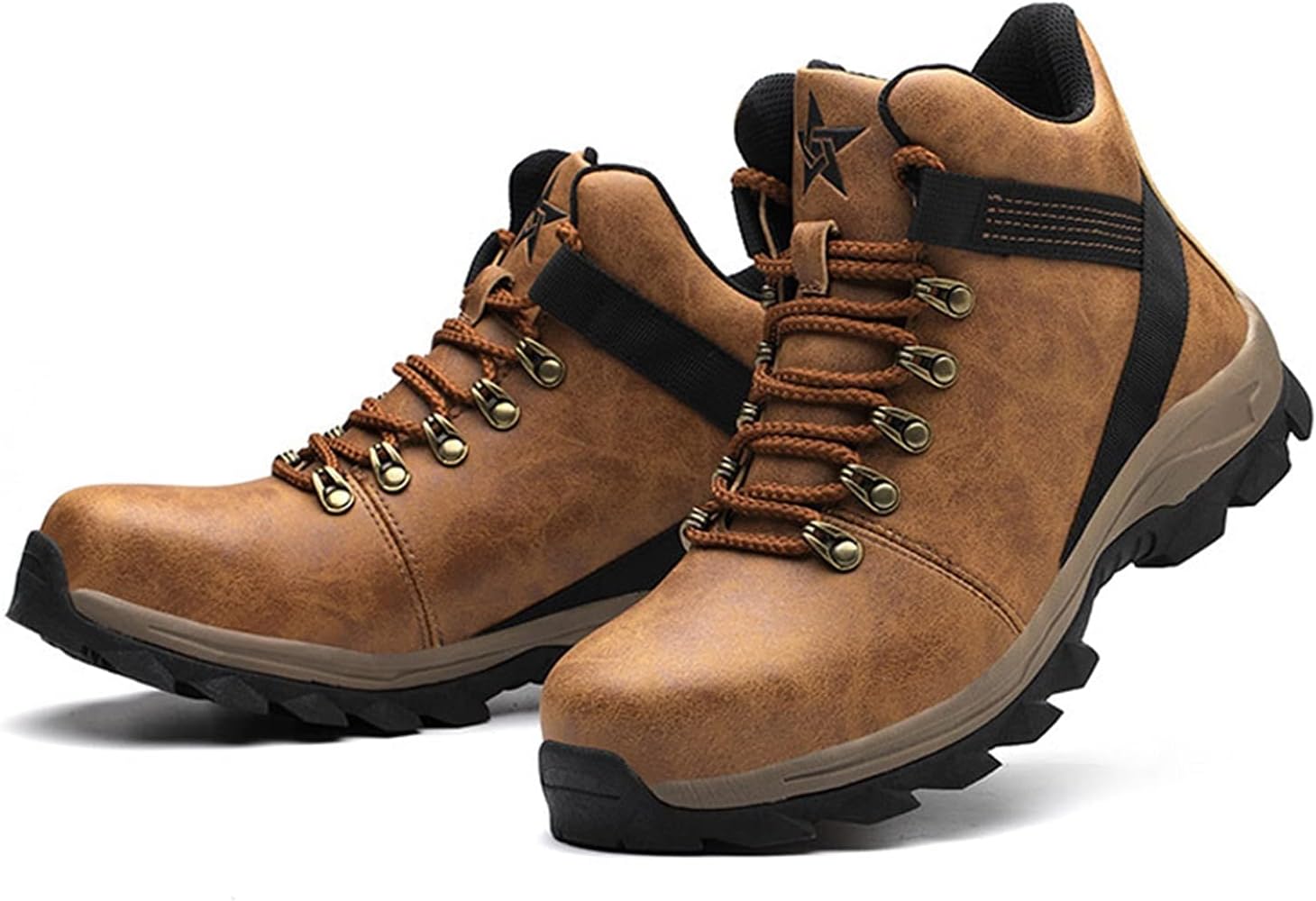 

Высокие походные ботинки, ботинки мужские с металлическим носком, водонепроницаемые и противоскользящие кожаные ботинки с высоким берцем для защиты на рабочем месте, легкая обувь на голеностоп, дышащие и удобные Rishengchang, коричневый