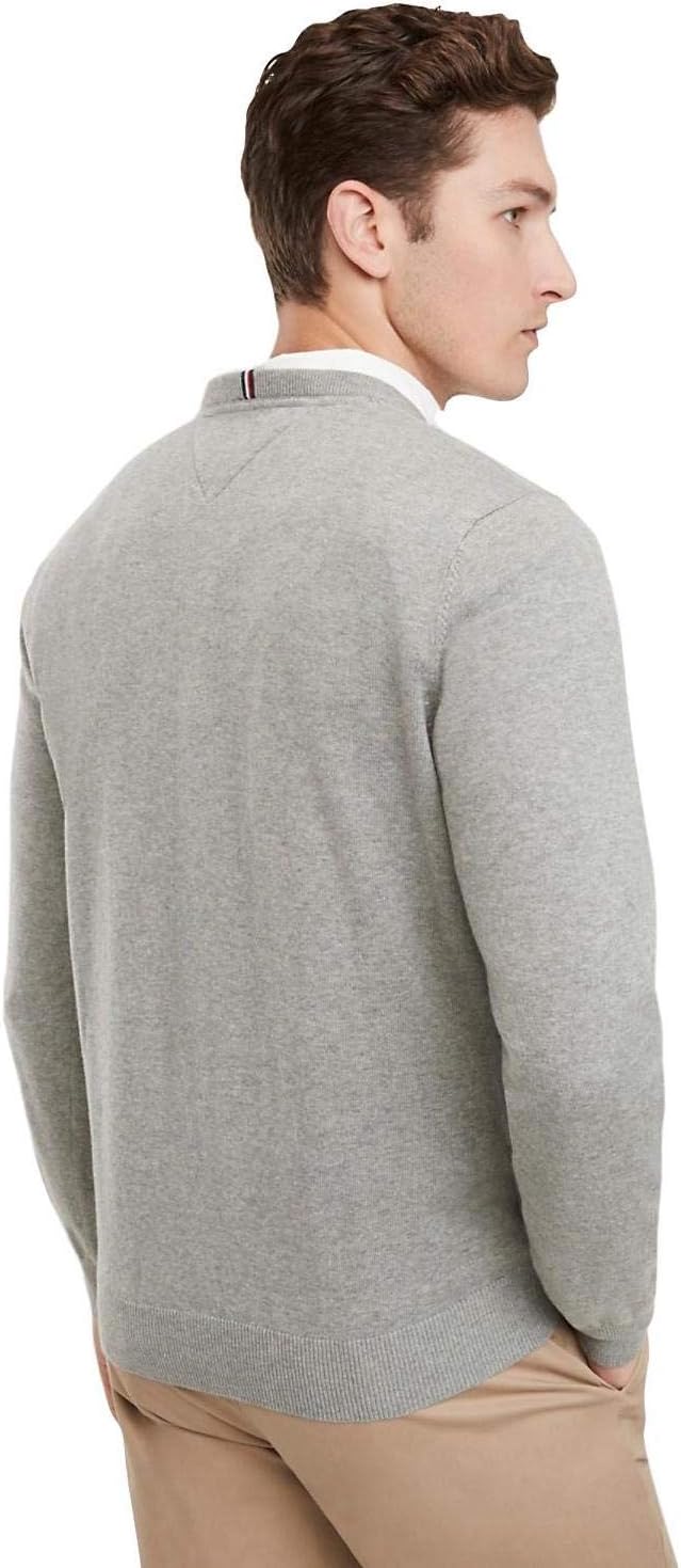 Мужская хлопковая кофта Tommy Hilfiger с V-образным вырезом, Grey — фото 4