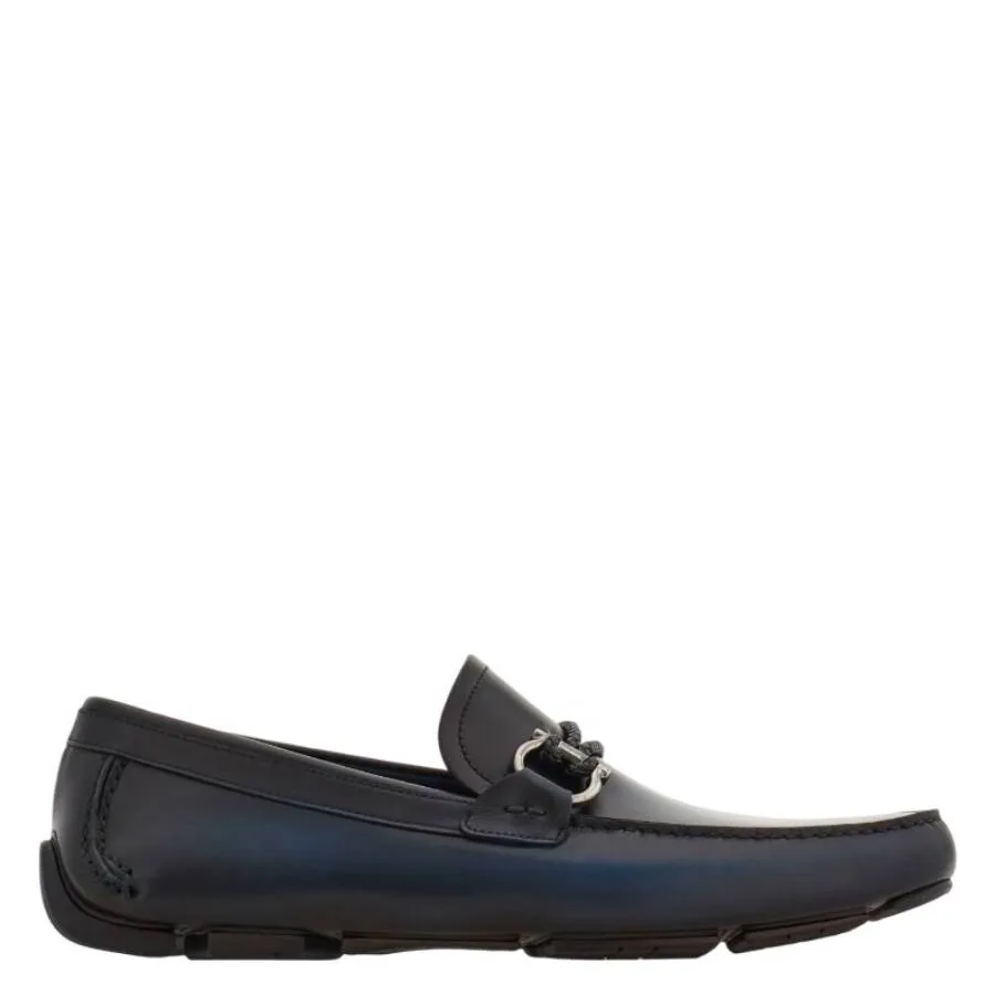 Кожаные лоферы Ferragamo с отделкой Gancini, синий