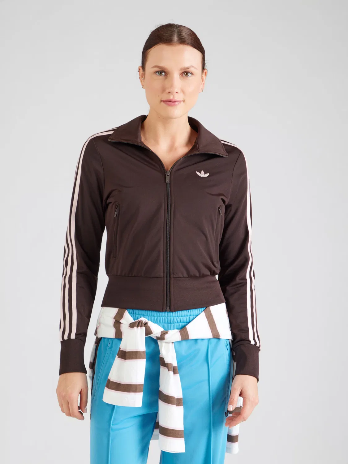 Толстовка на молнии Adidas Originals Firebird Classic темно-коричневого цвета — фото 2