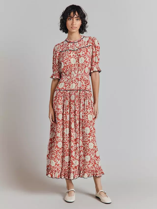 

Платье Ghost Emilie Dotty Floral, цвет coral/multi