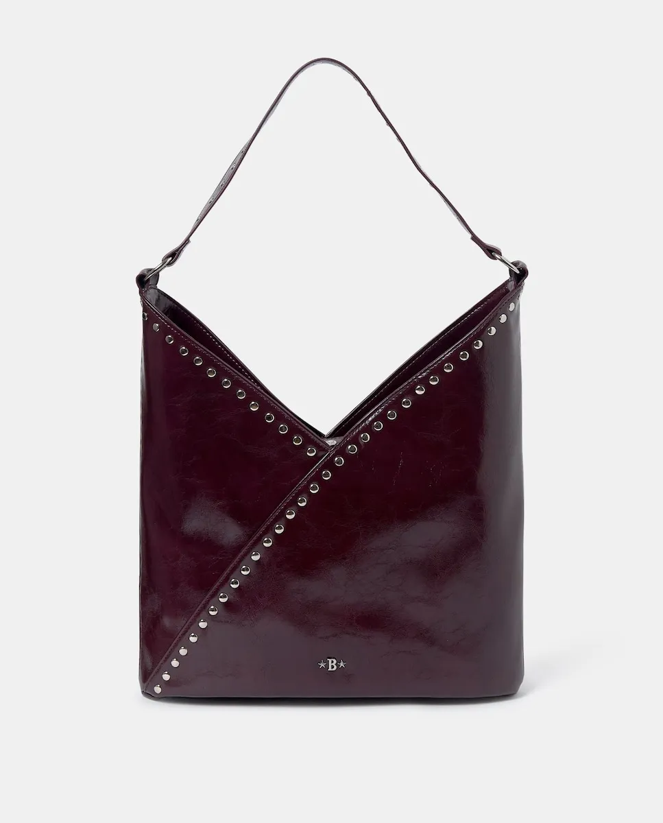 

Сумка через плечо с заклепками бордового цвета Brownie