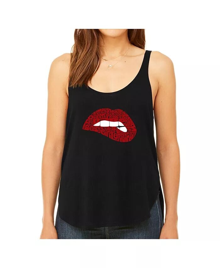 

Женская струящаяся майка премиум-класса Word Art - Savage Lips LA Pop Art, черный