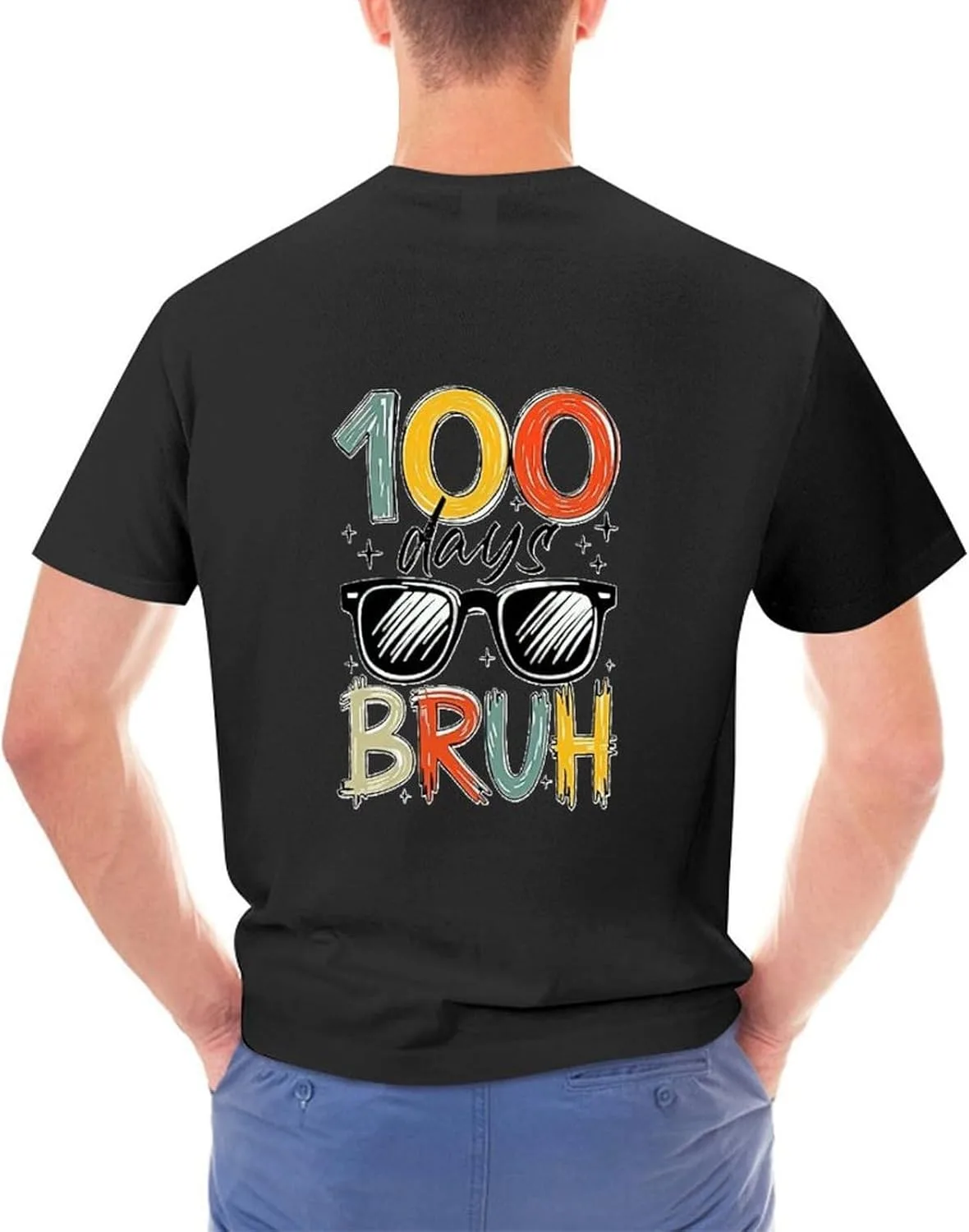 Футболка Funny 100 Days of School модная мягкая дышащая эстетичная трендовая для мужчин Generic, черный