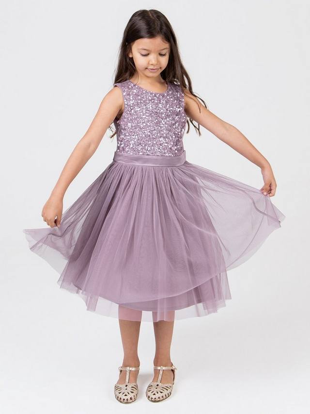 

Детское платье миди без рукавов с пайетками Maya Deluxe, Moody Lilac