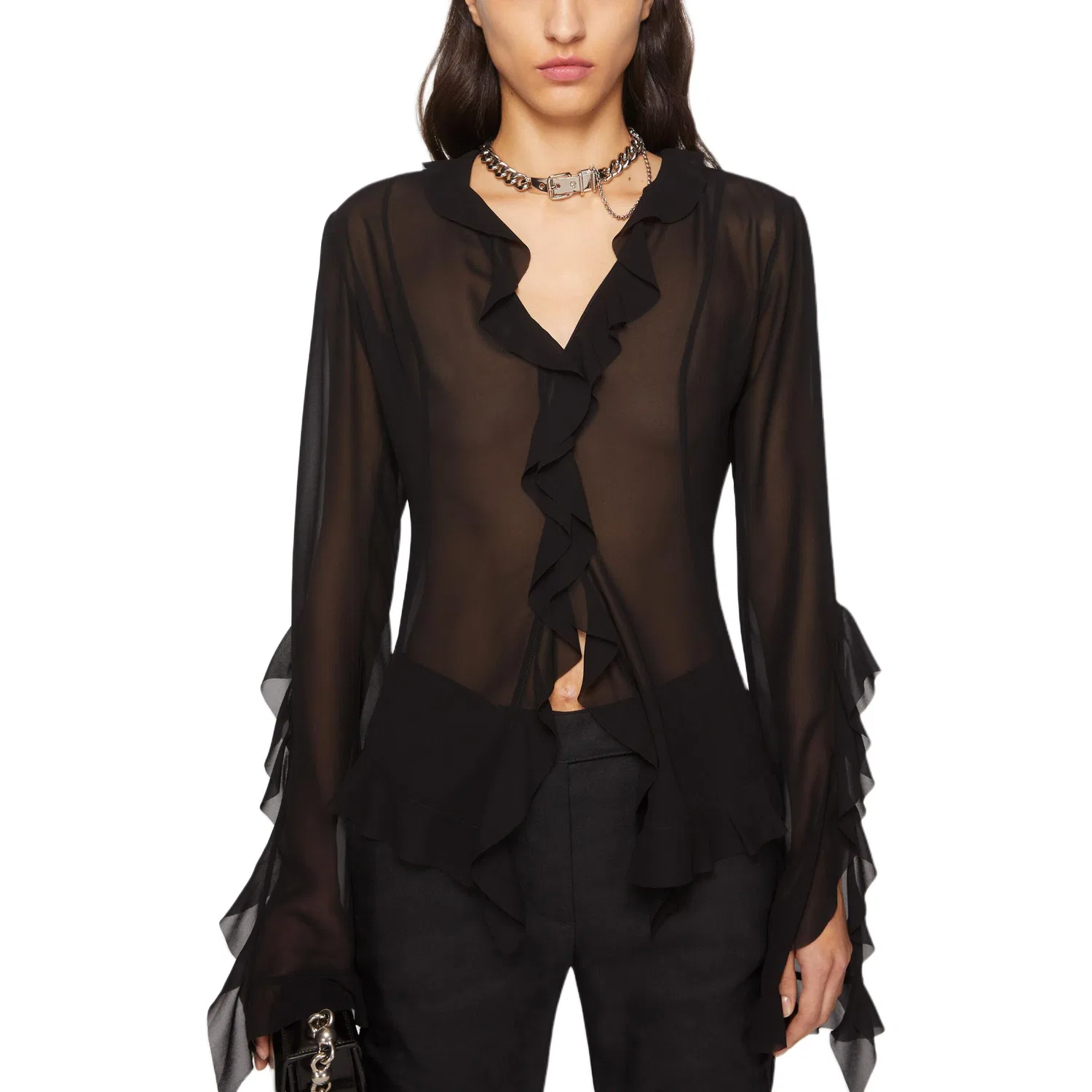 Блуза с оборками Acne Studios Black — фото 3