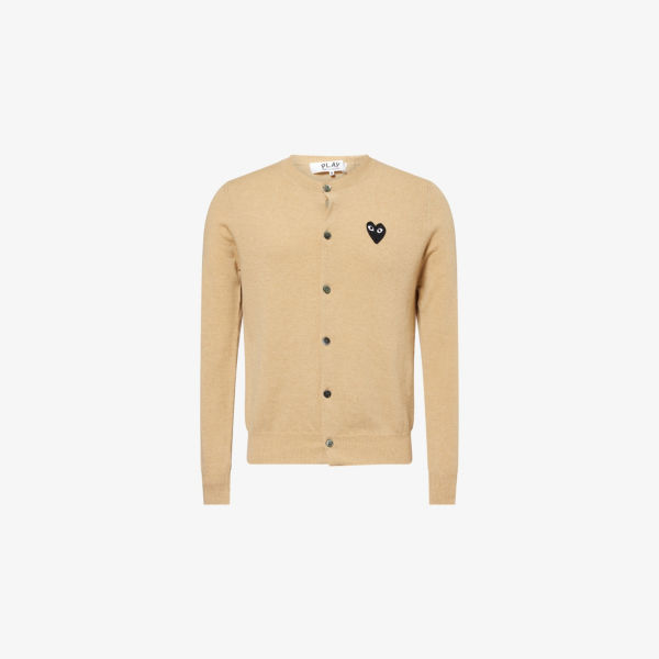 

Кардиган из шерсти с вышитым логотипом, модель crewneck Comme Des Garcons Play, коричневый