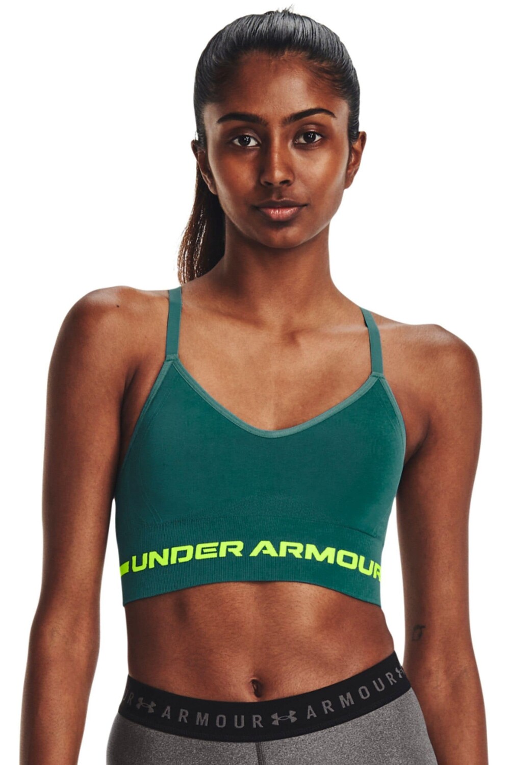 

Бесшовный бюстгальтер для тренировок темно- Under Armour, зеленый
