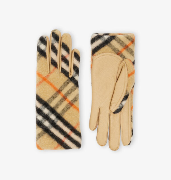

Перчатки шерстяные с фирменной клеткой Burberry, желтый