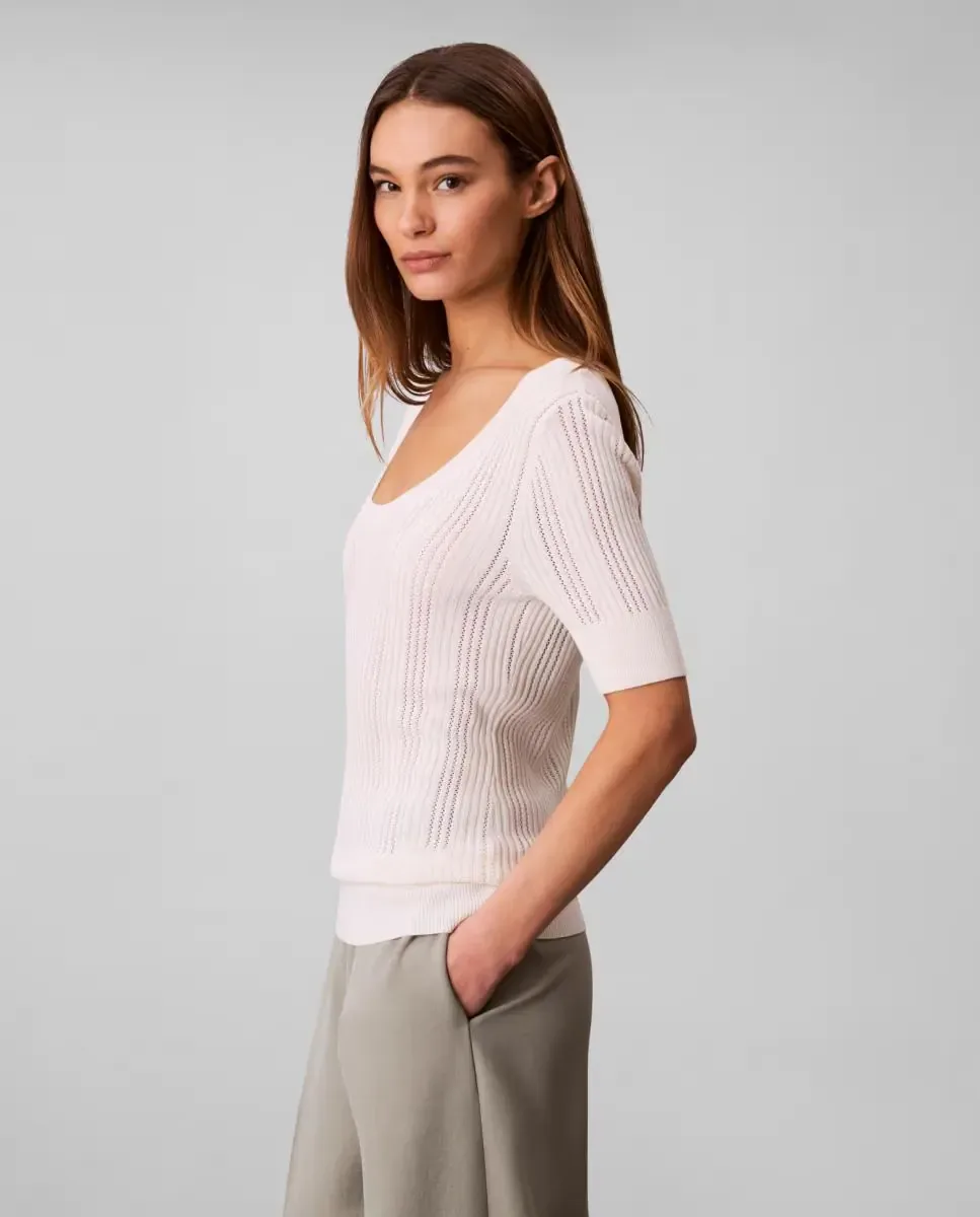 Женский свитер из тонкой вязки Calvin Klein, белый — фото 4