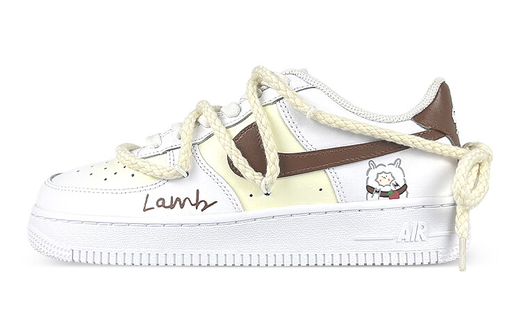 

Кроссовки Nike Air Force 1 Skateboard Shoes Women's Low-Top White Brown/Yellow