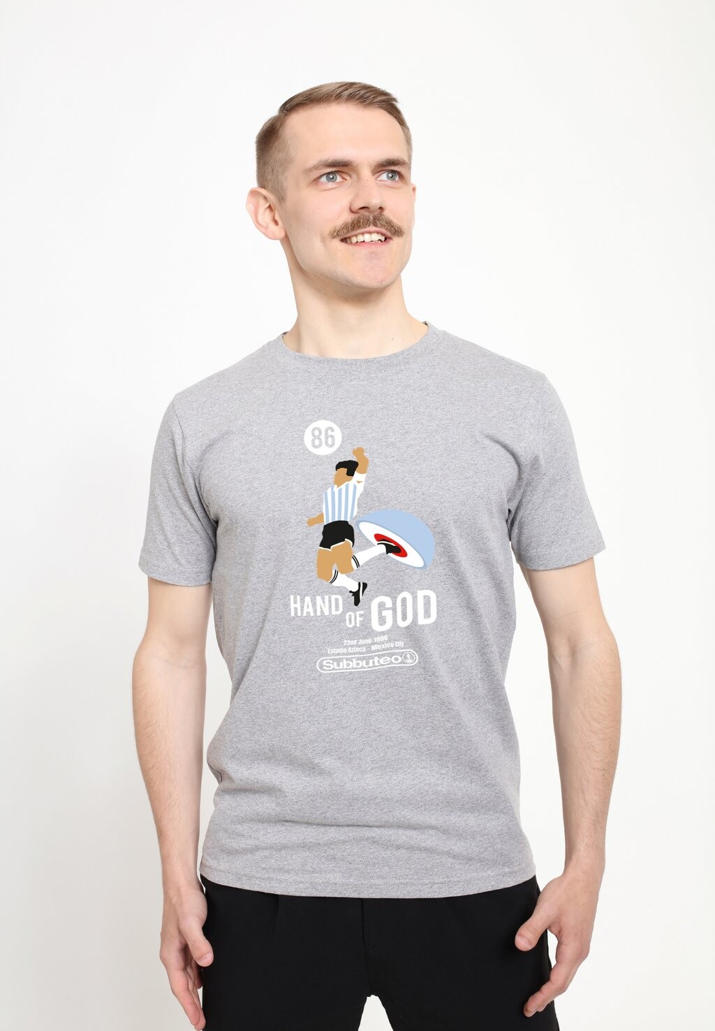 

Футболка с принтом Subbuteo Hand Of God Henry Tiger, цвет heather grey