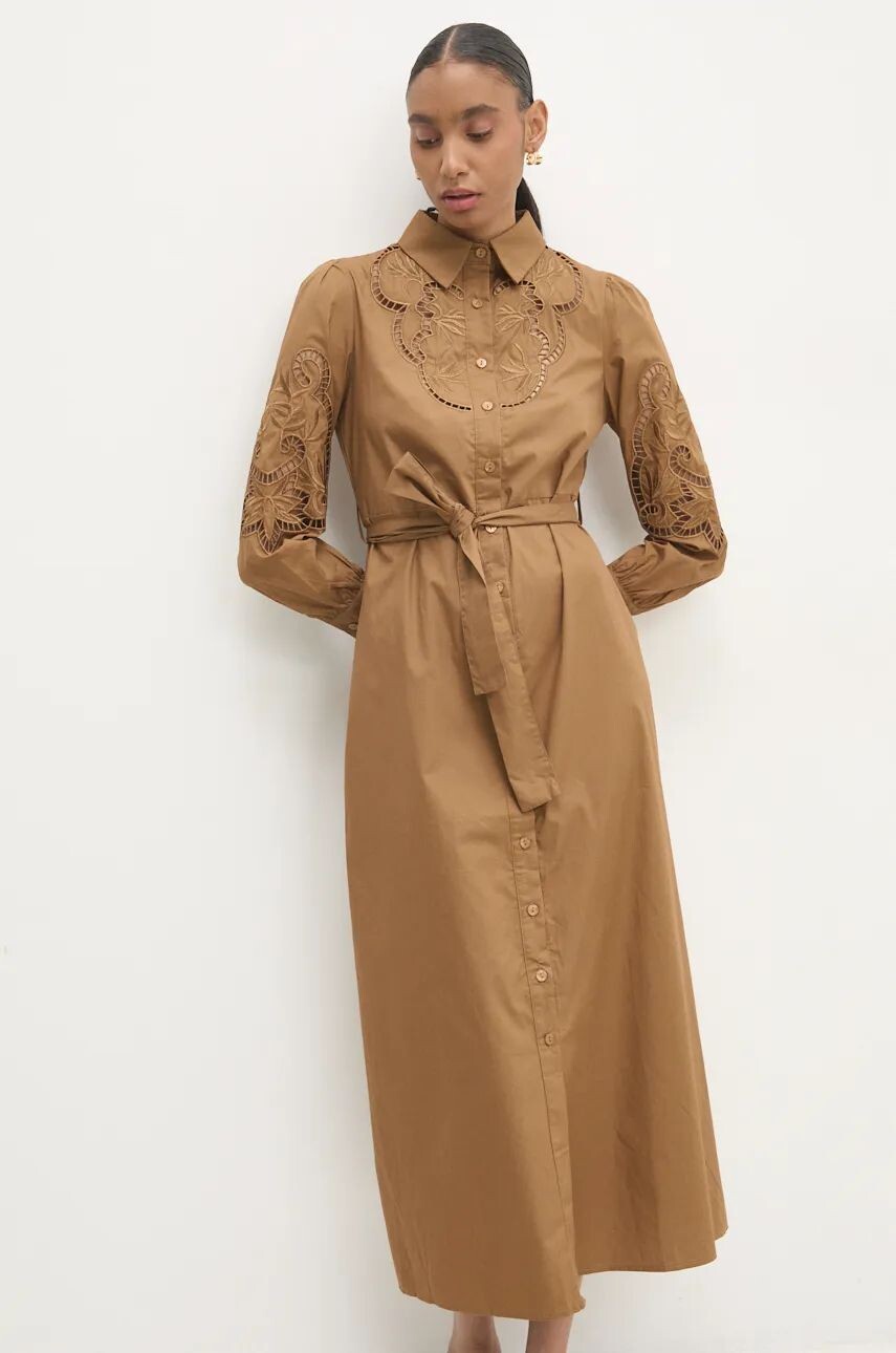 

Хлопковое платье Answear Lab, коричневый