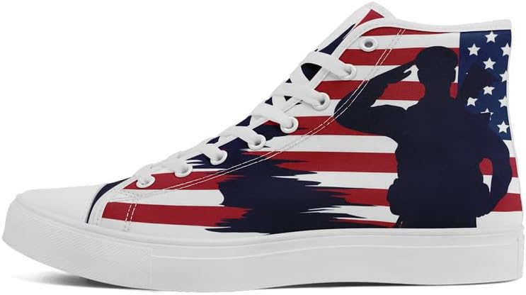 

Высокие кеды на шнуровке для мужчин и женщин с флагом США, классические модные повседневные кроссовки для празднования американской независимости Awsole, белый